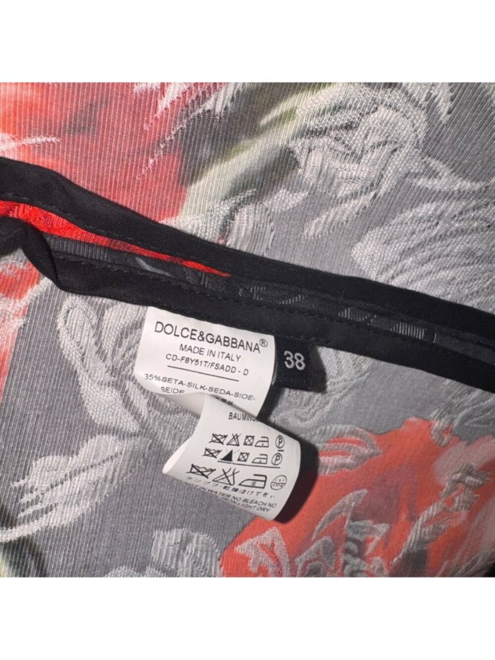 Dolce & Gabbana Floral Coat Jacket Size 38 Red Black - Picture 7 of 8